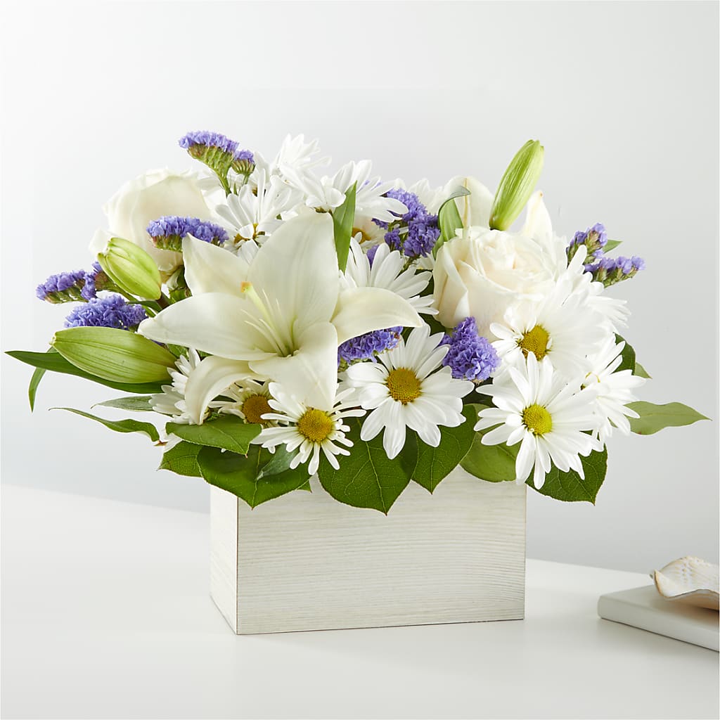 Beyond Blue Box Bouquet – WENDT'S POTS AND POSIES, Dunlap IA