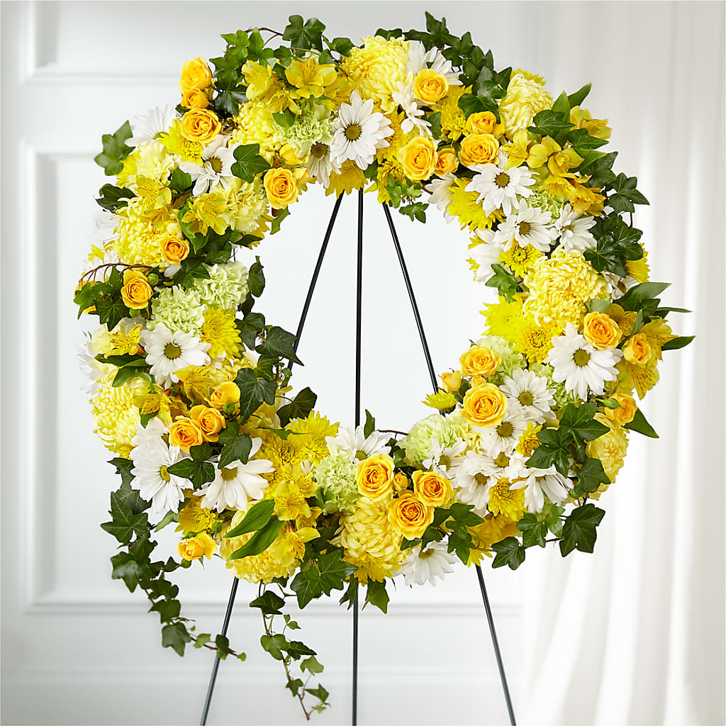Golden Remembrance Wreath – WENDT'S POTS AND POSIES, Dunlap IA