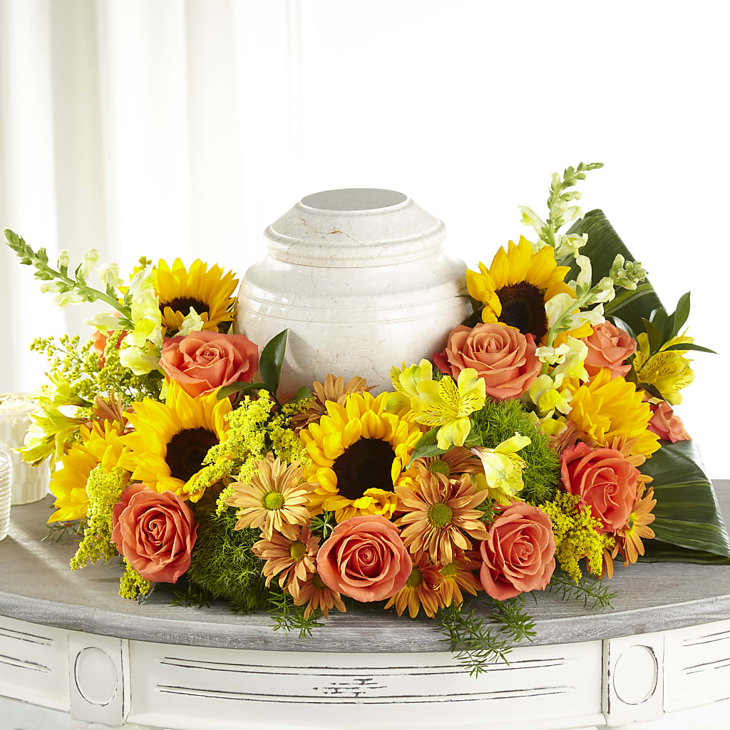 Faithful Sunflower Cremation Adornment – WENDT'S POTS AND POSIES, Dunlap IA