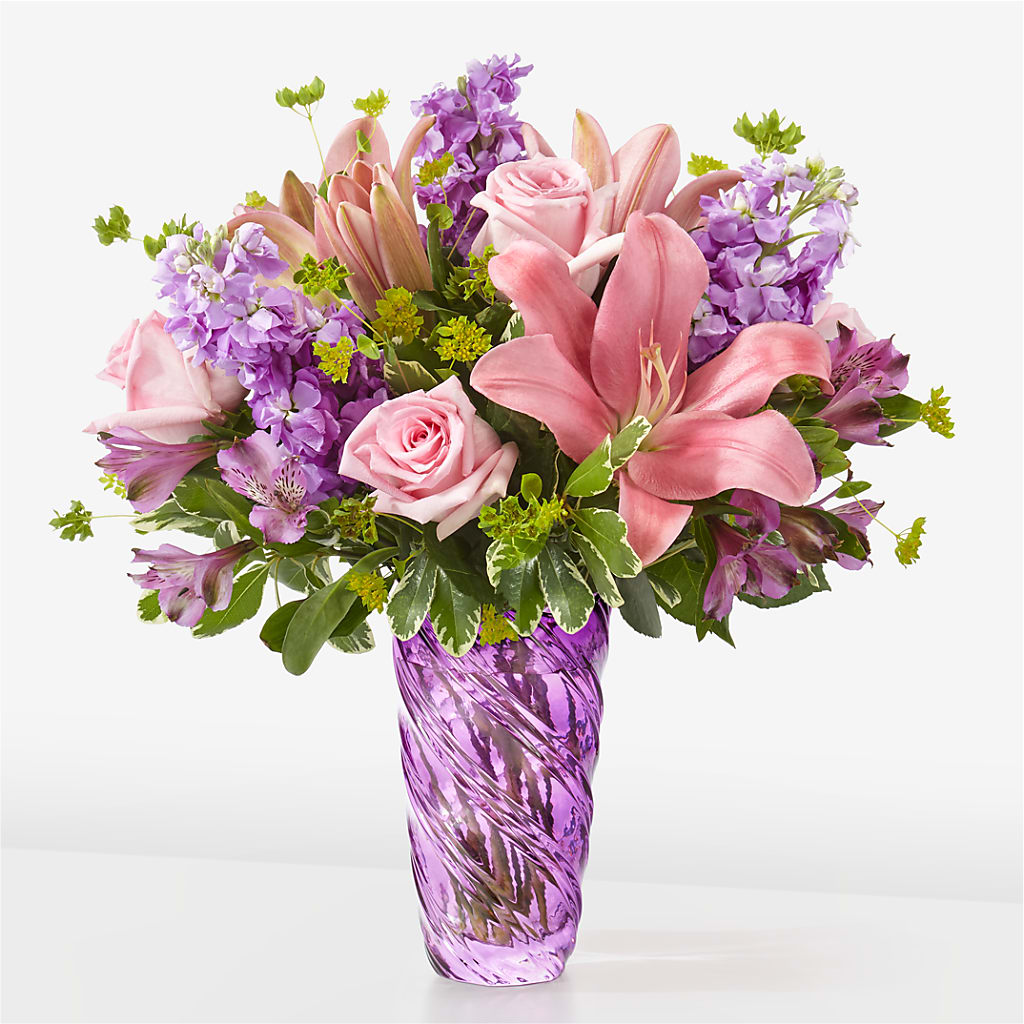 Precious Petals Bouquet with Luxe Swirl Vase – WENDT'S POTS AND POSIES, Dunlap IA