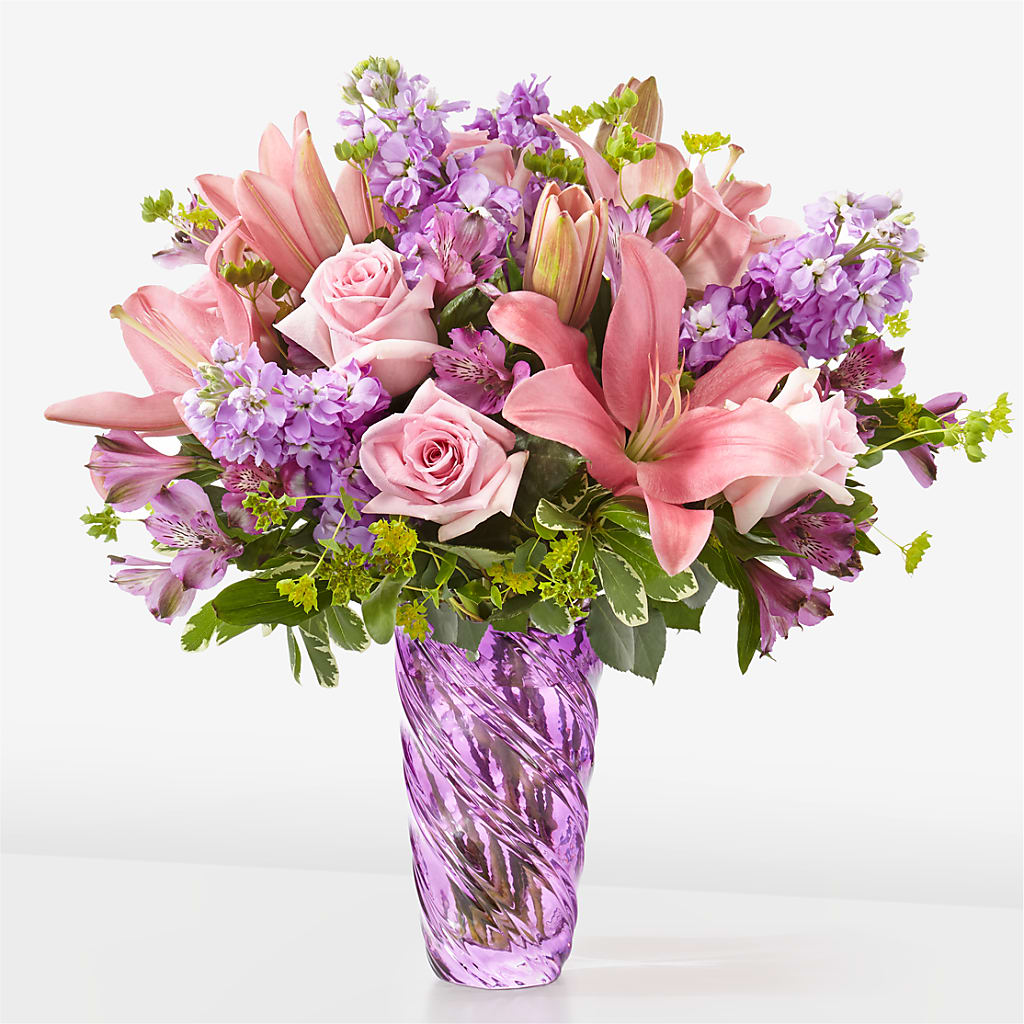 Precious Petals Bouquet with Luxe Swirl Vase – WENDT'S POTS AND POSIES, Dunlap IA