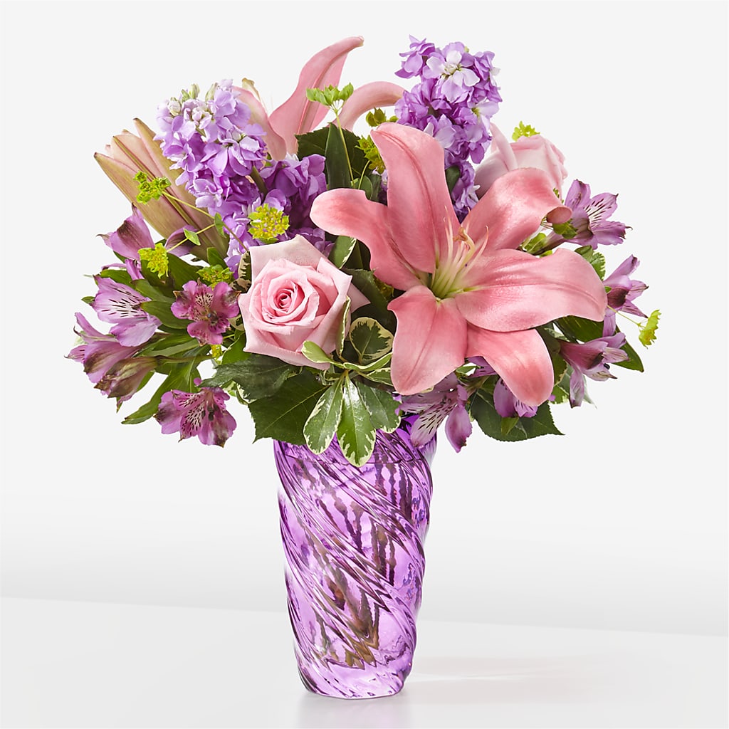 Precious Petals Bouquet with Luxe Swirl Vase – WENDT'S POTS AND POSIES, Dunlap IA
