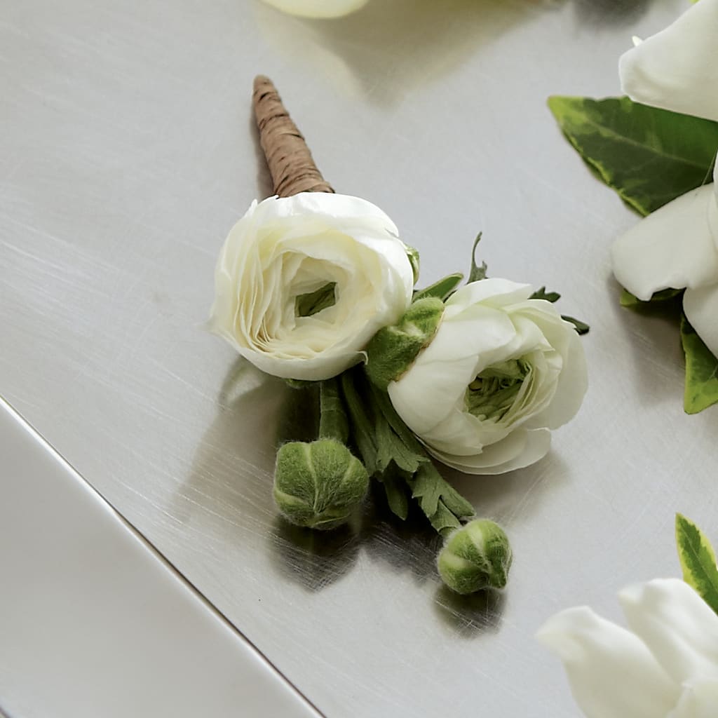 White Ranunculus Boutonniere – WENDT'S POTS AND POSIES, Dunlap IA