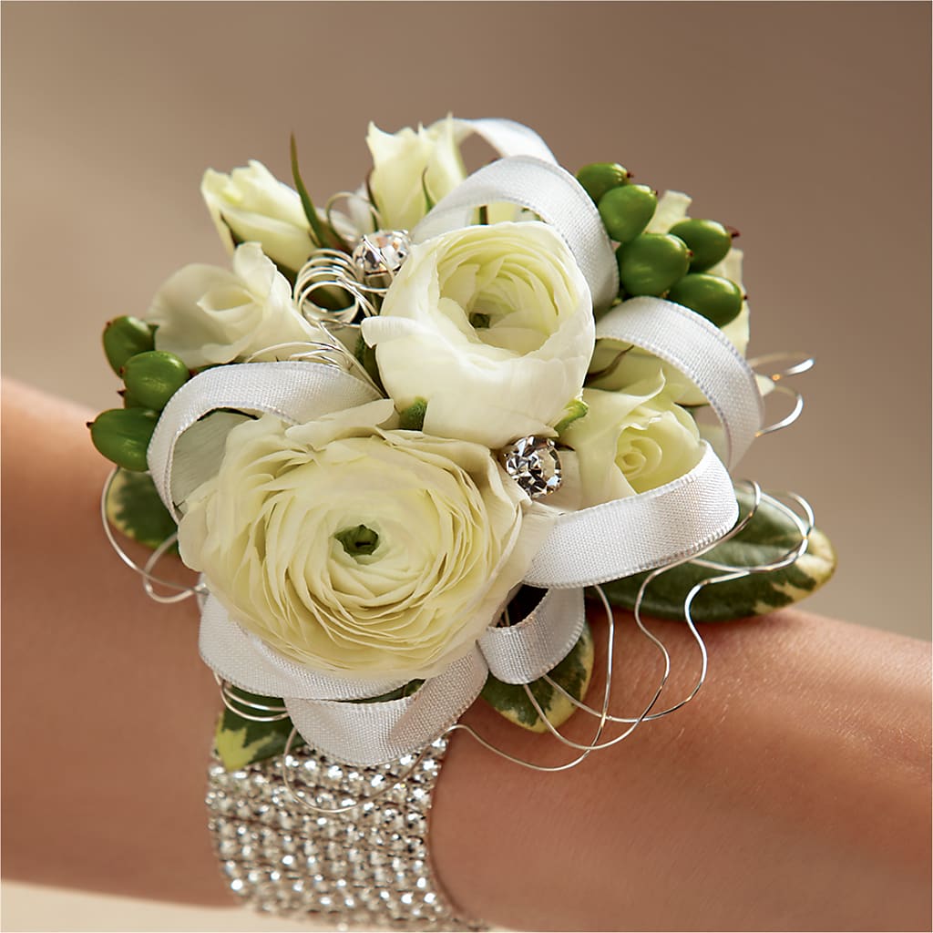 White Wedding Corsage – WENDT'S POTS AND POSIES, Dunlap IA