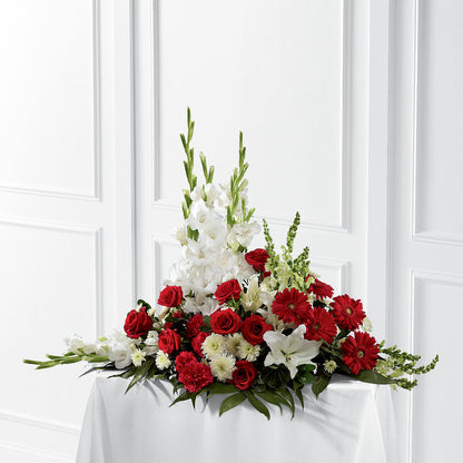Crimson & White Arrangement – WENDT'S POTS AND POSIES, Dunlap IA