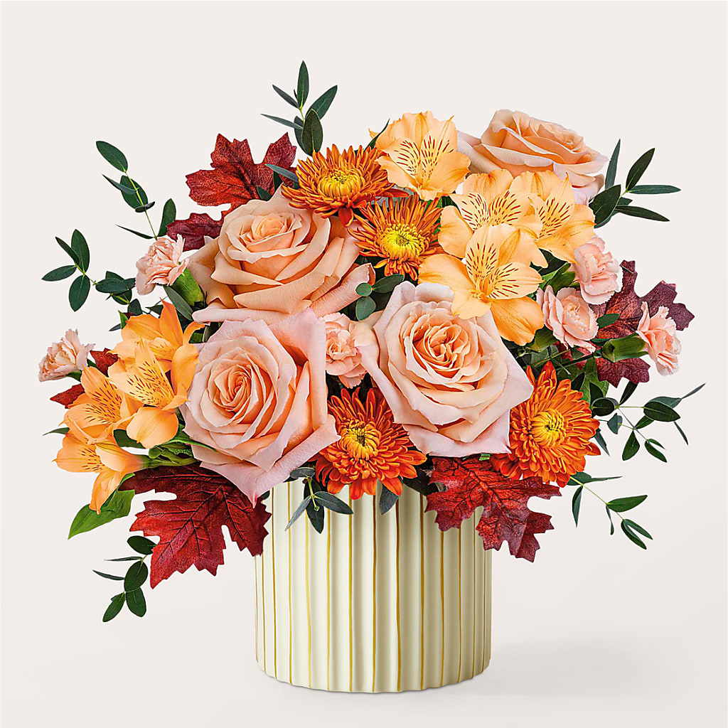 Spiced Latte Bouquet with Ivory Vase – WENDT'S POTS AND POSIES, Dunlap IA