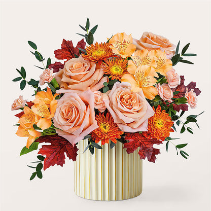 Spiced Latte Bouquet with Ivory Vase – WENDT'S POTS AND POSIES, Dunlap IA