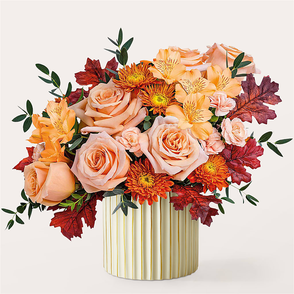Spiced Latte Bouquet with Ivory Vase – WENDT'S POTS AND POSIES, Dunlap IA