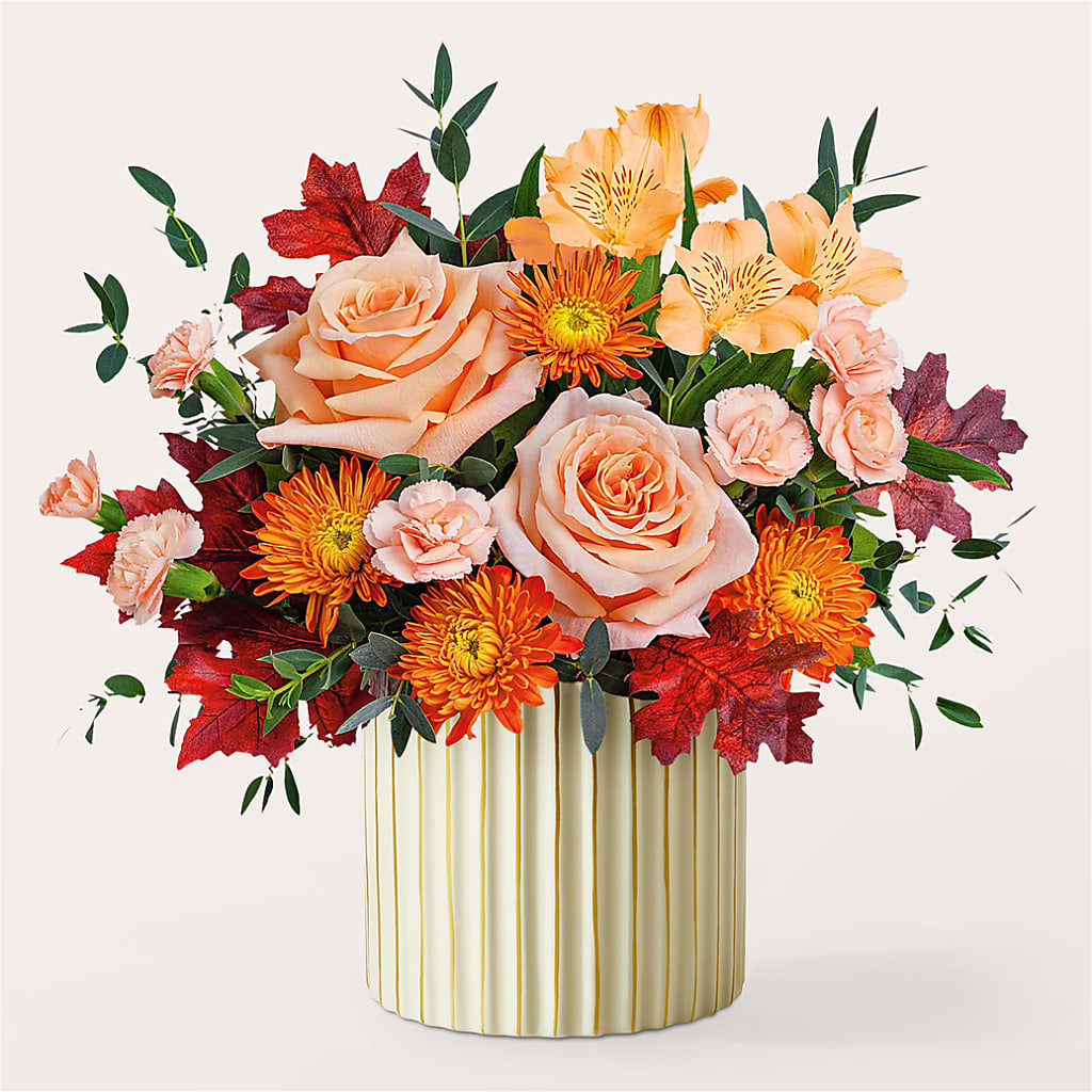 Spiced Latte Bouquet with Ivory Vase – WENDT'S POTS AND POSIES, Dunlap IA