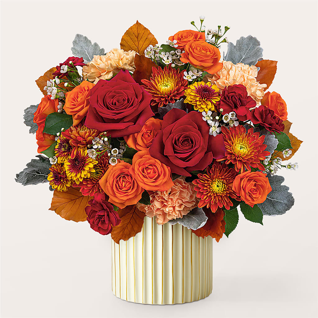 Merlot Bouquet with Ivory Vase – WENDT'S POTS AND POSIES, Dunlap IA