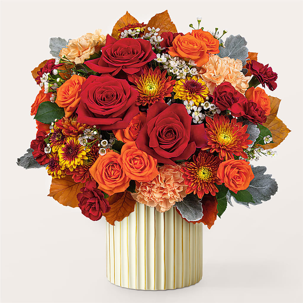 Merlot Bouquet with Ivory Vase – WENDT'S POTS AND POSIES, Dunlap IA