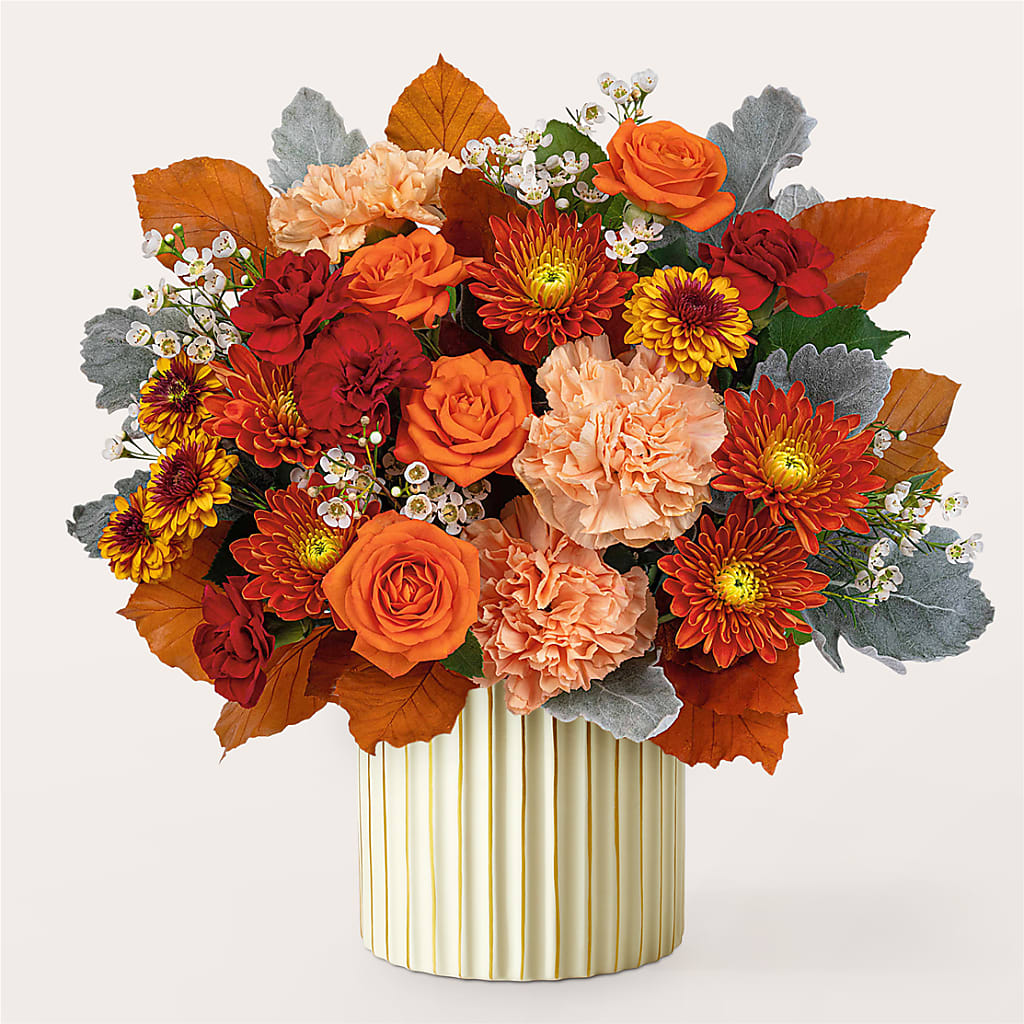 Merlot Bouquet with Ivory Vase – WENDT'S POTS AND POSIES, Dunlap IA