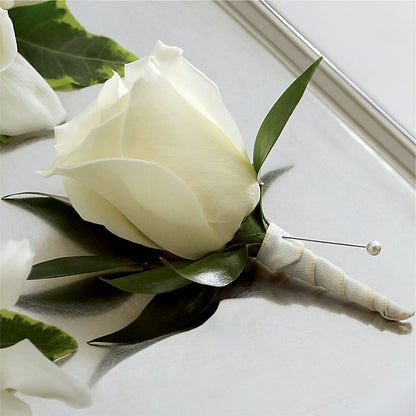 White Rose Boutonniere – WENDT'S POTS AND POSIES, Dunlap IA